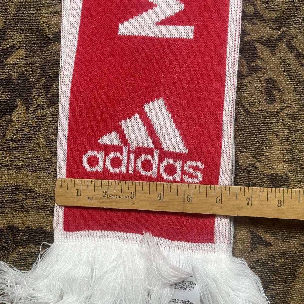Adidas Manchester United Red White 3 Stripes Soccer Scarf New